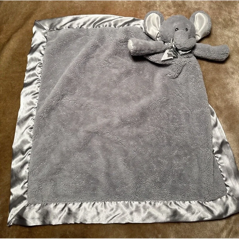 Bearington Baby Collection Lovey Elephant Gray Large 28x28 Security Blanket